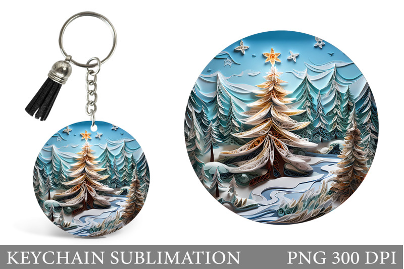 christmas-tree-quilling-keychain-winter-keychain-design