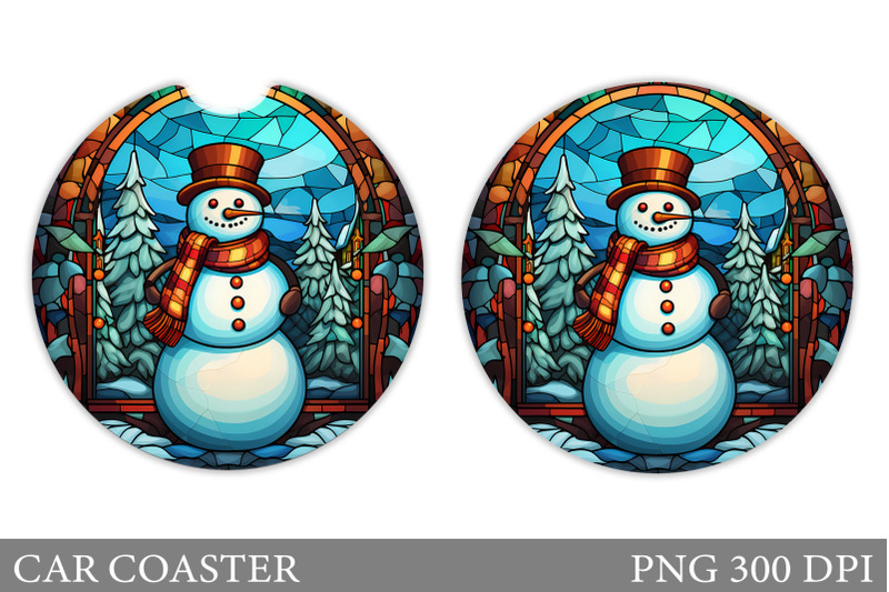 snowman-car-coaster-sublimation-stained-glass-car-coaster