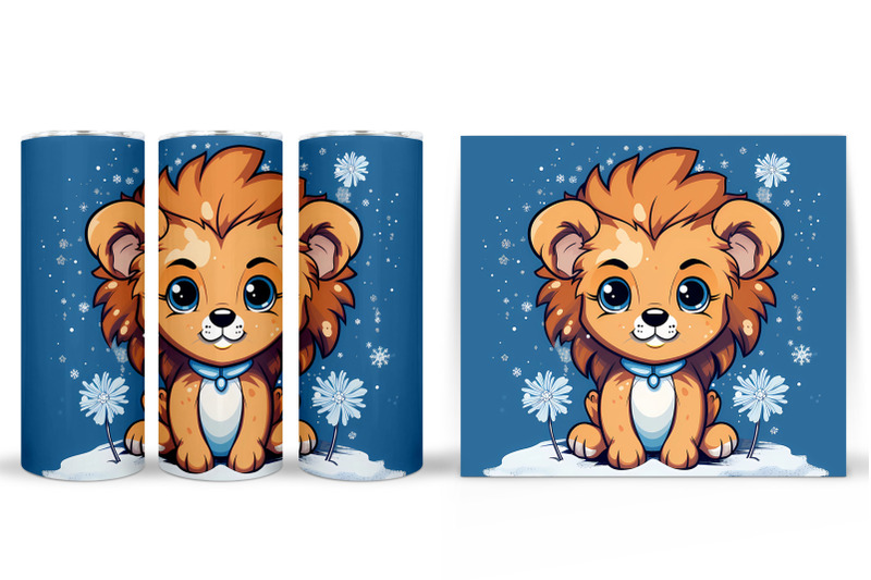 cute-lion-tumbler-sublimation-winter-lion-tumbler-design