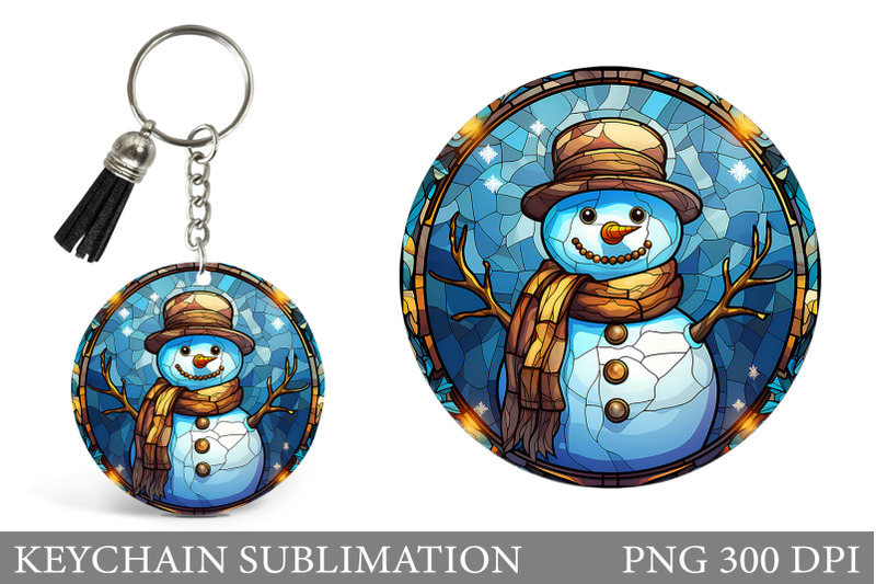 snowman-keychain-design-stained-glass-keychain-sublimation