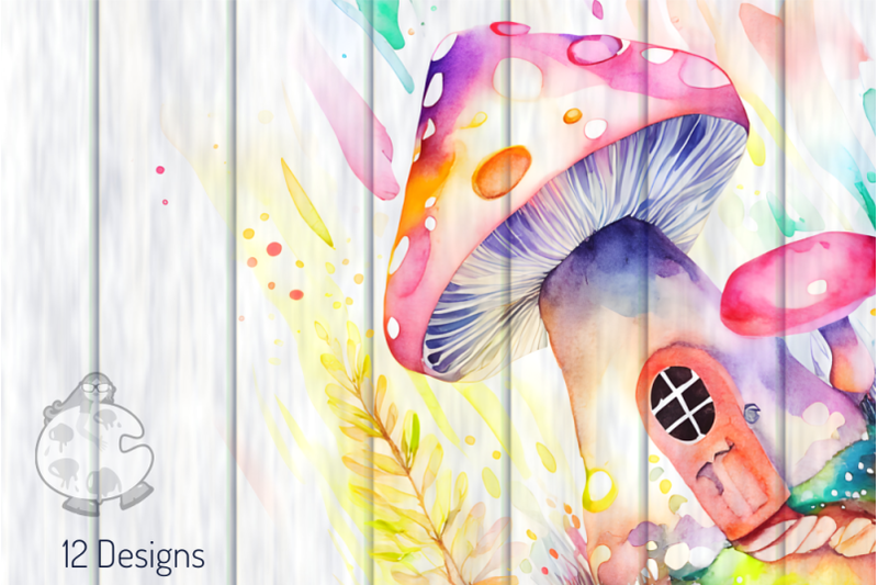 watercolor-mushroom-houses-transparent-digital-papers