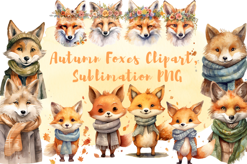 autumn-foxes-clipart-sublimation-png