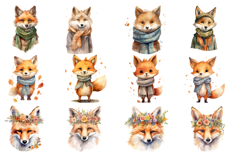 autumn-foxes-clipart-sublimation-png