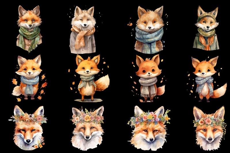 autumn-foxes-clipart-sublimation-png