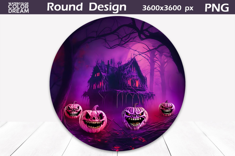 haunted-house-illustration-nbsp-nbsp-halloween-round-design