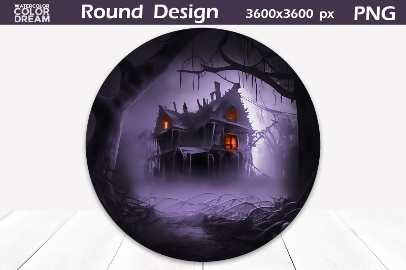 haunted-house-illustration-nbsp-nbsp-halloween-round-design