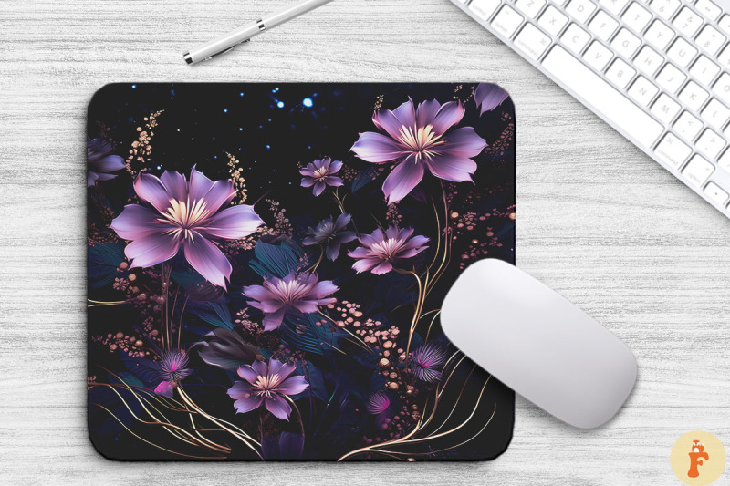 vintage-elegant-purple-flowers-mouse-pad