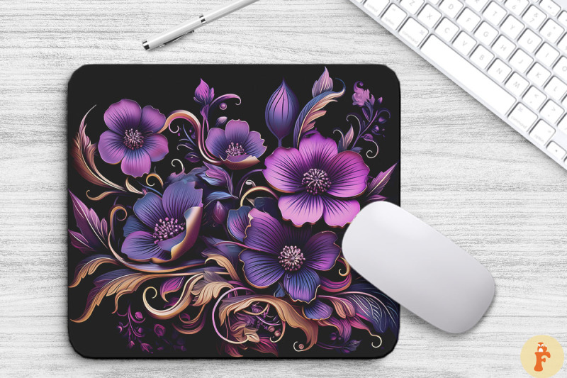 vintage-elegant-purple-flowers-mouse-pad