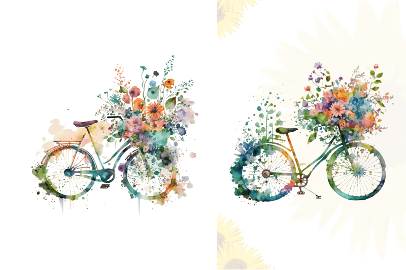 watercolor-flower-bicycle-clipart-bundle