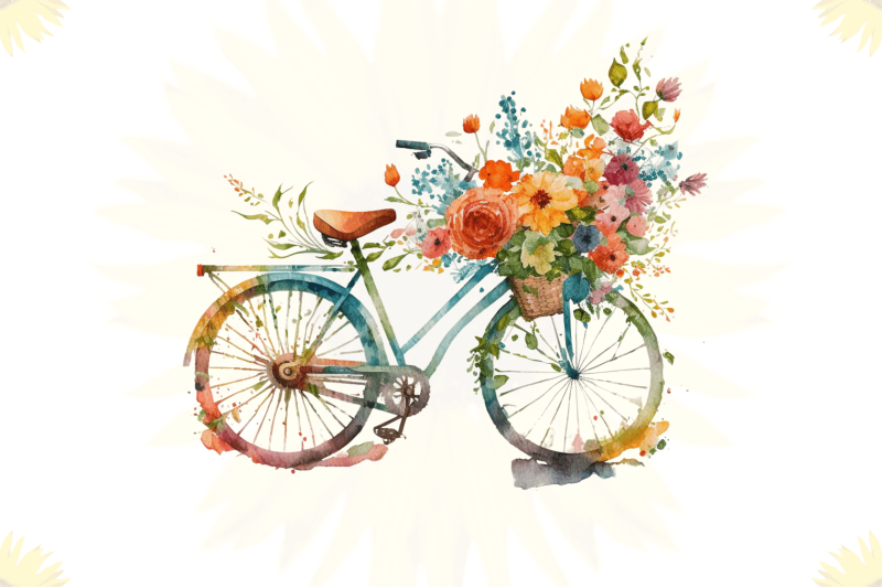 watercolor-flower-bicycle-clipart-bundle