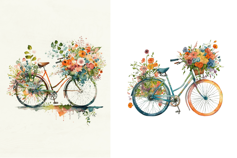 watercolor-flower-bicycle-clipart-bundle