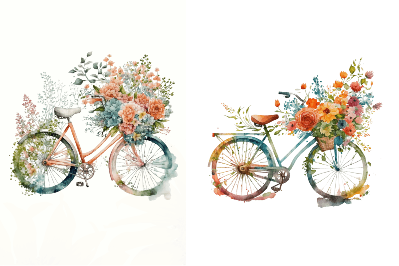 watercolor-flower-bicycle-clipart-bundle