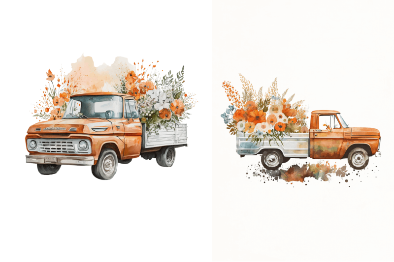 watercolor-vintage-truck-clipart-bundle