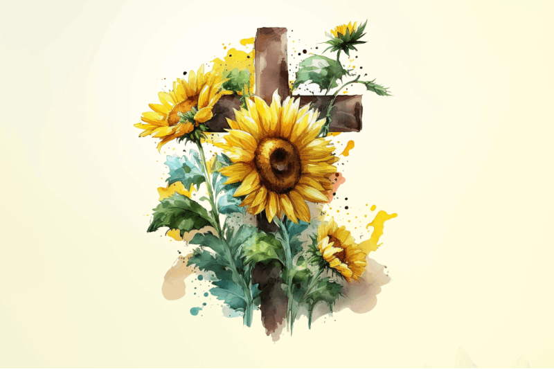 watercolor-cross-amp-sunflowers-clipart-bundle