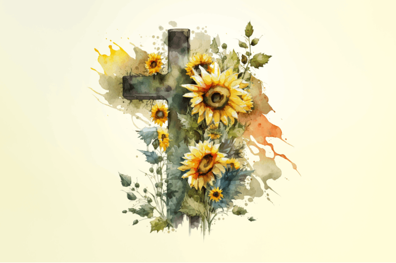 watercolor-cross-amp-sunflowers-clipart-bundle