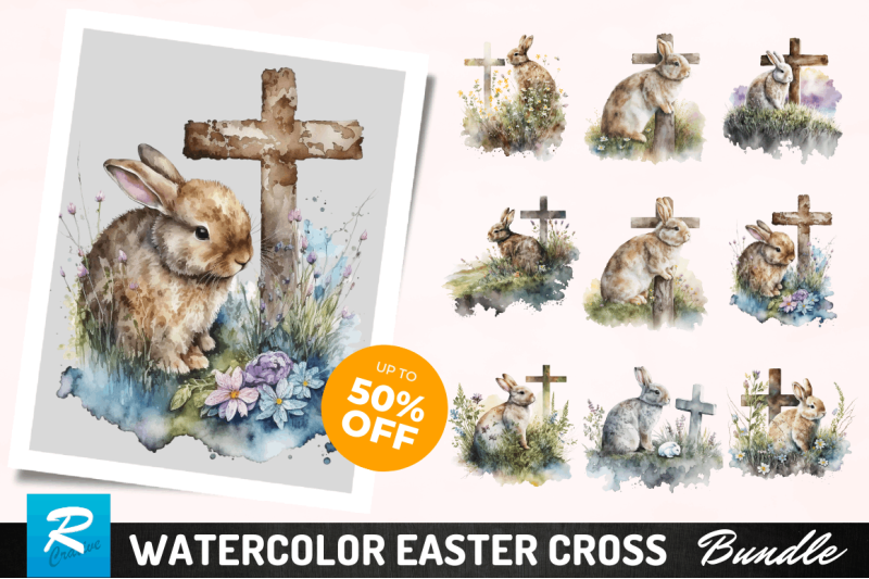 watercolor-easter-cross-with-bunny-clipart-bundle