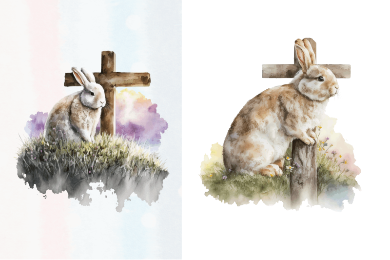 watercolor-easter-cross-with-bunny-clipart-bundle