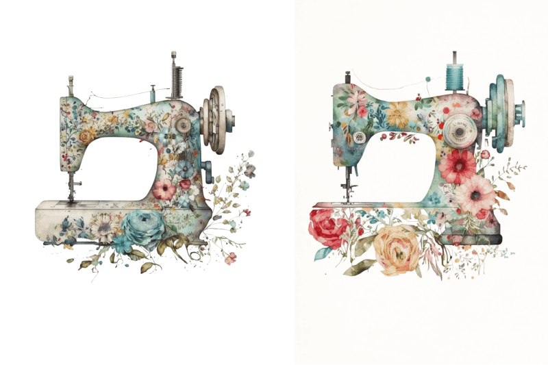 watercolor-floral-sewing-machines-clipart-bundle