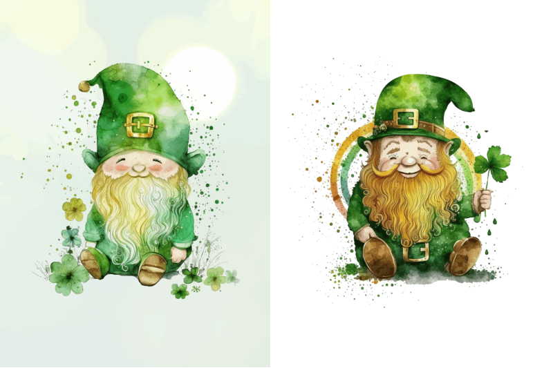 watercolor-st-patricks-day-gnome-clipart-bundle