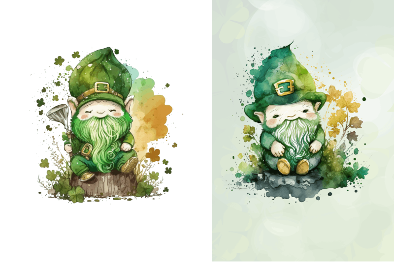 watercolor-st-patricks-day-gnome-clipart-bundle