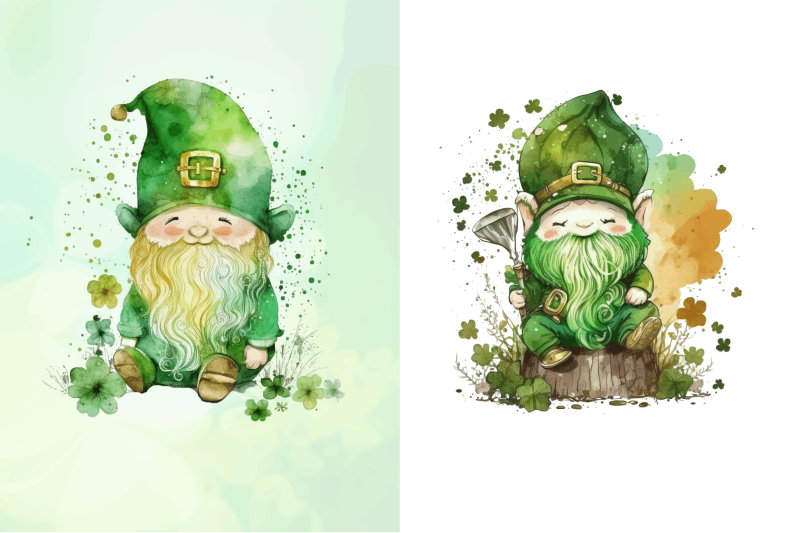 watercolor-st-patricks-day-gnome-clipart-bundle