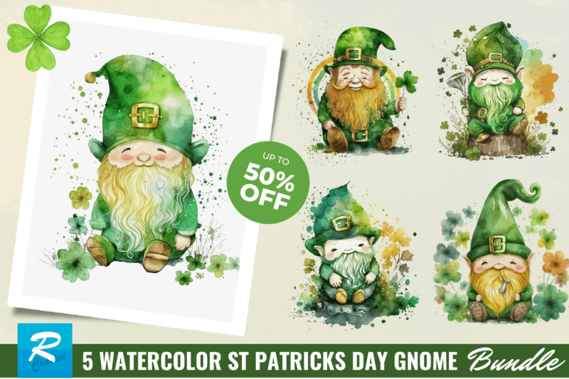 watercolor-st-patricks-day-gnome-clipart-bundle