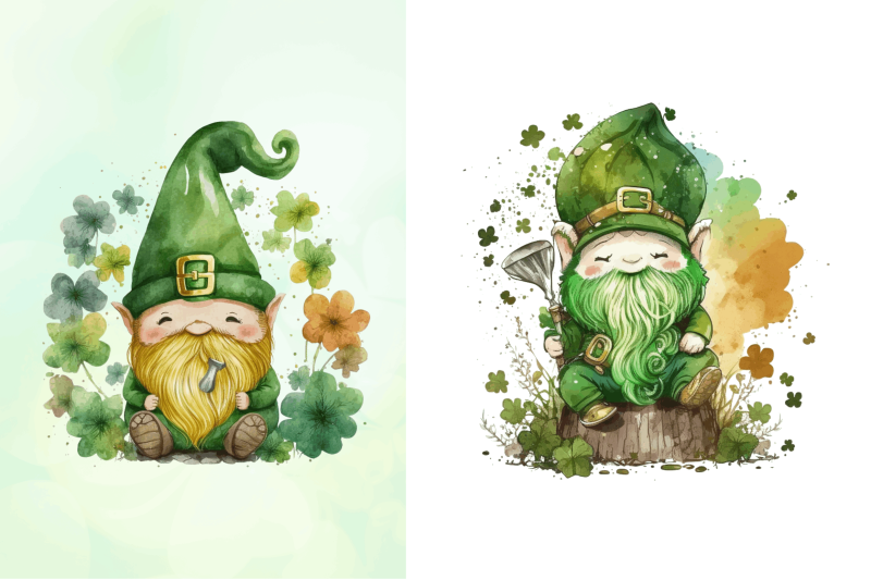 watercolor-st-patricks-day-gnome-clipart-bundle