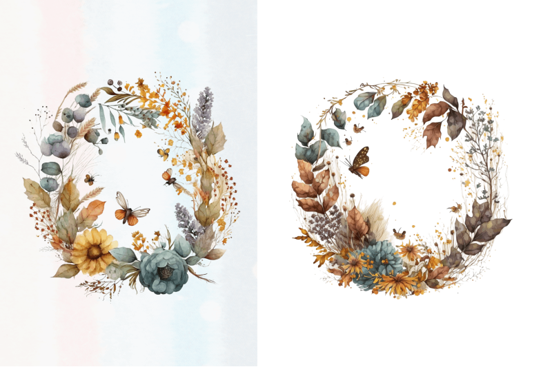 watercolor-floral-wreath-autumn-clipart-bundle