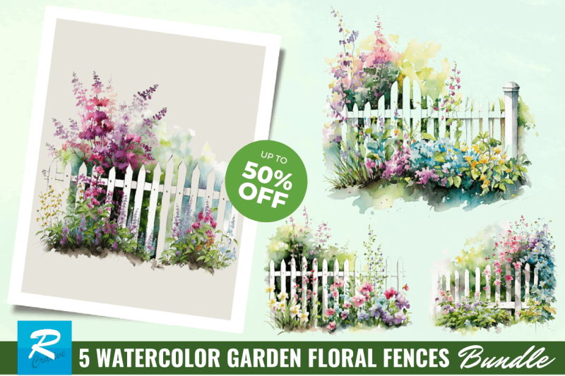 watercolor-garden-floral-fences-clipart-bundle