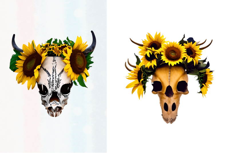 watercplor-boho-sunflower-bull-skull-clipart-bundle