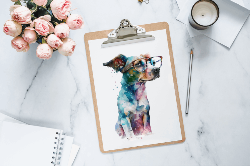 watercolor-dog-and-books-clipart-bundle