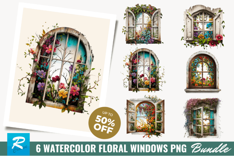 watercolor-floral-window-clipart-bundle