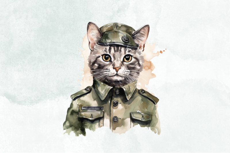 cat-in-military-clothes-watercolor