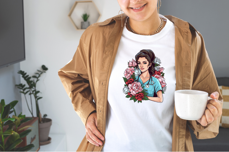 nurse-with-flowers-sublimation-bundle