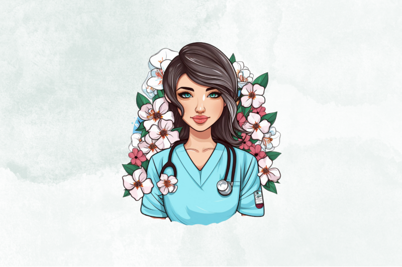 nurse-with-flowers-sublimation-bundle