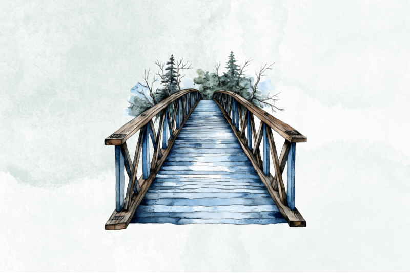 old-timber-bridge-watercolor-sublimation