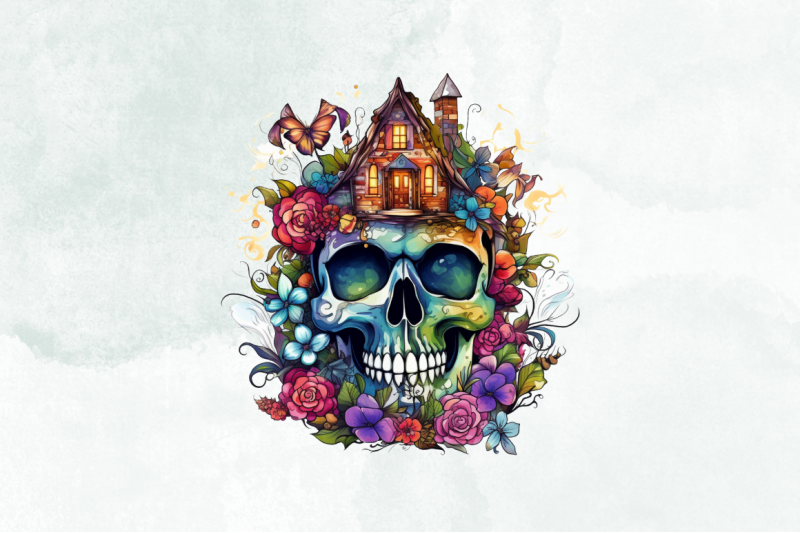 skull-house-watercolor-sublimation