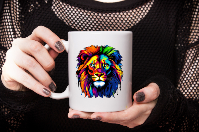 rainbow-colored-lion-sublimation-clipart