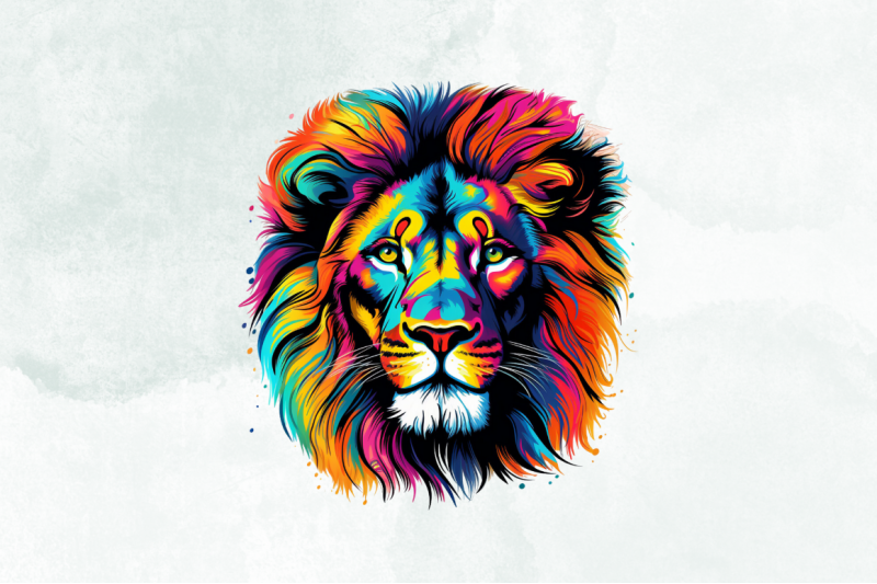 rainbow-colored-lion-sublimation-clipart