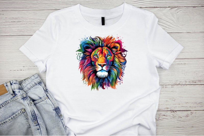 rainbow-colored-lion-sublimation-clipart