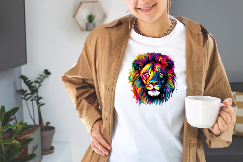 rainbow-colored-lion-sublimation-clipart