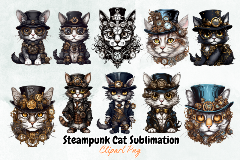 steampunk-cat-sublimation-clipart