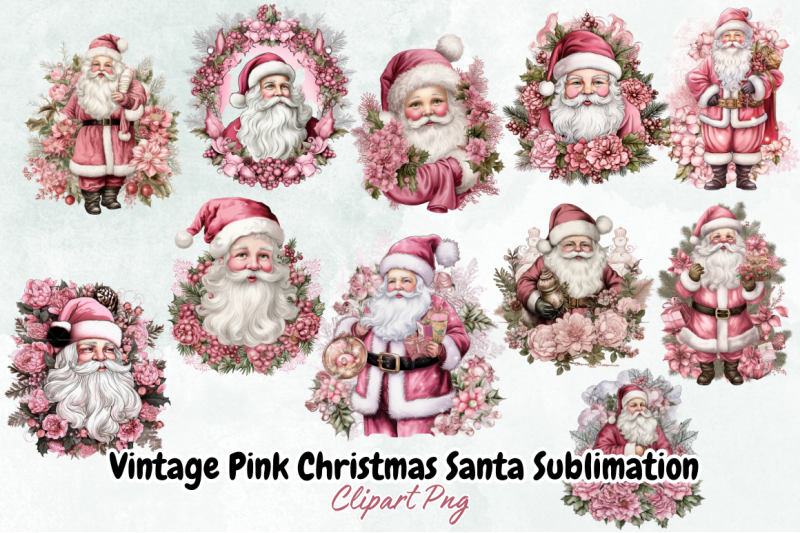 vintage-pink-christmas-santa-sublimation