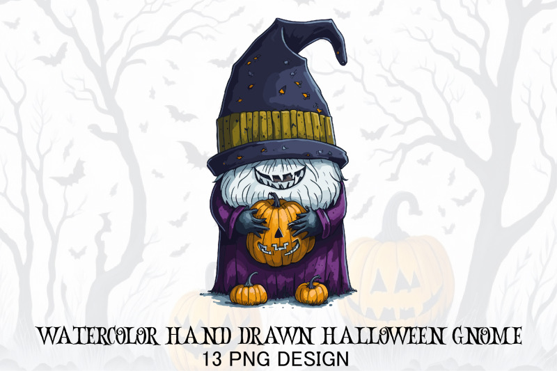 watercolor-hand-drawn-halloween-gnome