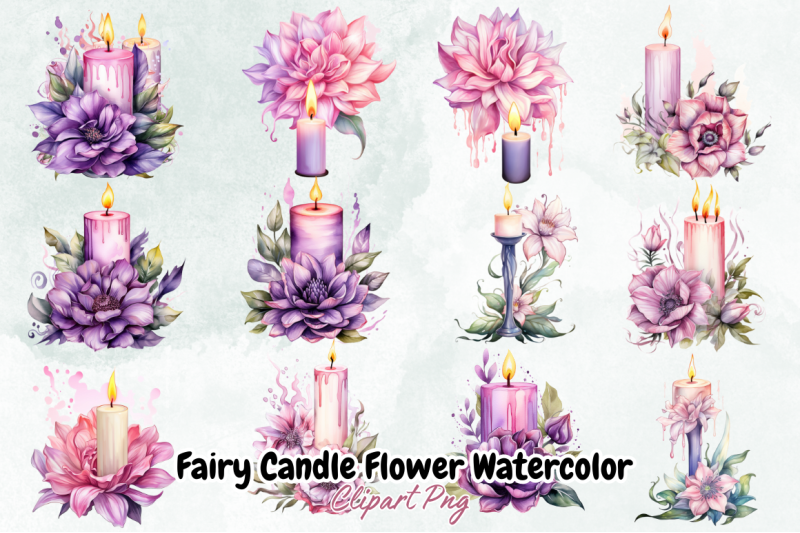 fairy-candle-flower-watercolor-clipart