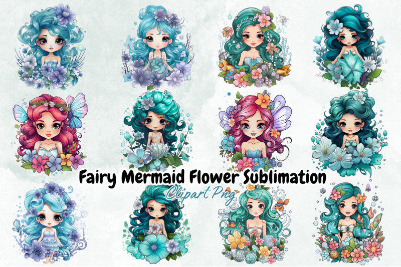 fairy-mermaid-flower-sublimation-clipart