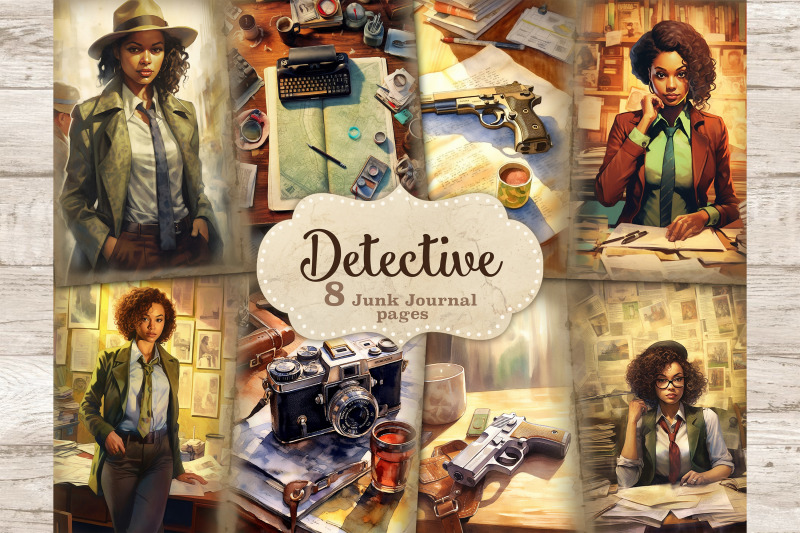 detective-collage-sheet-black-woman-junk-journal-paper