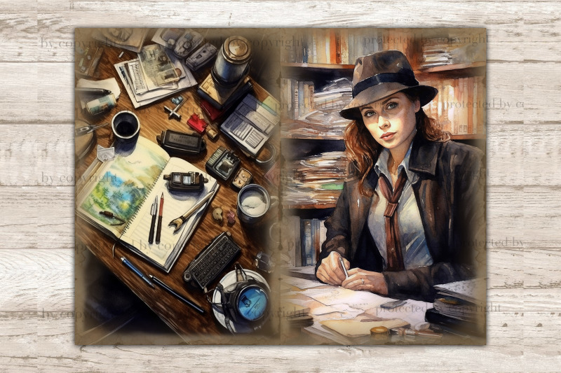 detective-junk-journal-pages-woman-ephemera