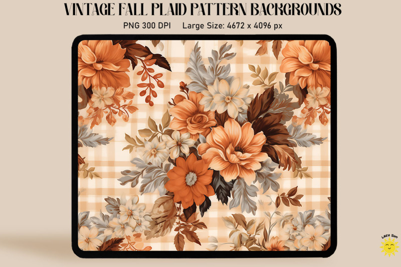 vintage-fall-flowers-on-plaid-background