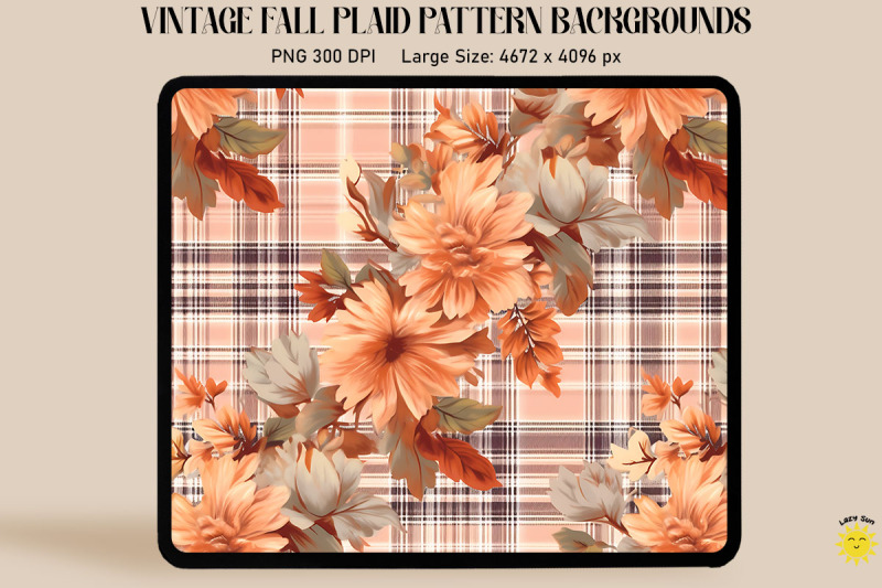 vintage-fall-flowers-on-plaid-background